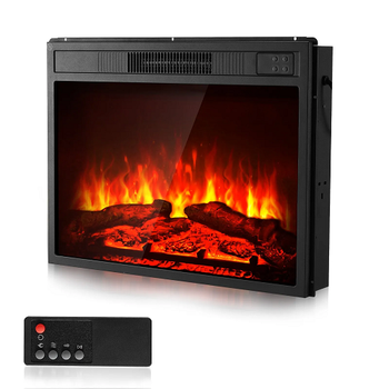 18 Inch Electric Fireplace Insert, Wall Recessed Heater with Remote, 5000BTU, Black