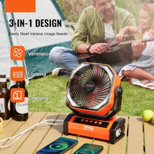 9 Inch Portable Rechargeable Fan with LED Lantern 4-Speed Adjustable, 45°/90° Automatic Swivel, Timer, USB Battery-Powered Fan