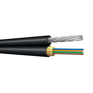Outdoor Messenger Series Ultra Fox 12 Fiber Polyethylene Single Mode 900µm Tight Buffer 1/4 Inch Galvanized Steel Black Cable MX012ASLX9KAG3