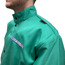 9 oz Green Flame Resistant Welding Jacket with Two Inner Pockets