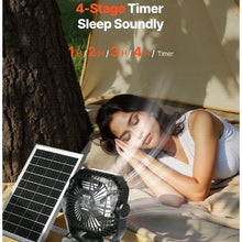 7W 8-Inch 10,400mAh Separated Solar Fan with Solar Panel, LED Lantern Ideal for Camping