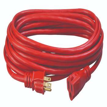 Cable de extensión rojo estándar para exteriores, 25 pies, 14/3 SJTW, 2407SW8804 (paquete de 12) 