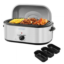 24QT Electric Roaster Oven 3-Bin Buffet Server Self-Basting Lid Defrost & Warm Functions