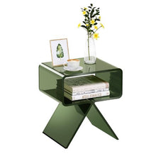 Green Acrylic Nightstand Clear Side Table with Storage Shelf 11.8 x 15.4 x 17-Inc No Assembly