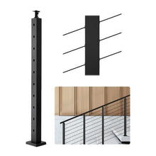 36" Black Stainless Steel Stair Railing Post with Pre-Drilled 30° Holes