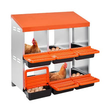 2-Tier Chicken Nesting Box 6-Compartment Roll-Out Egg Box for Hens Ducks & Poultry