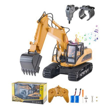15-Channel 3-in-1 RC Excavator 1:14 Scale Digger with Metal Shovel Lights & Sound Remote Control Vehicle for Kids – Includes 2 Batteries