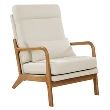 High Back Mid Century Modern Accent Chair with Solid Wood Frame for Living Room