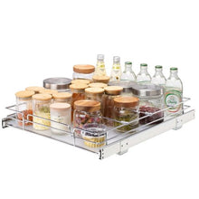 17W×21D×3.15H inches Heavy Duty Slide Out Pantry Shelves Steel Roll Out Drawers Sliding for Kitchen LX-C9263B