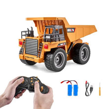 1:18 RC Dump Truck – 9-Channel Remote Control Vehicle with Metal Cabin & Lights, 2 Batteries, for Kids 8+