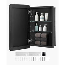 16x24 Inch Medicine Cabinet with Mirror Aluminum Frame Adjustable Shelves Recessed & Wall-Mounted for Bathroom