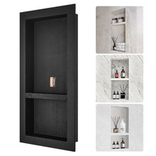 16 x 32 Inch Shower Niche Tile-Ready Double Shelf (Black)