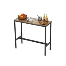Sturdy Metal Frame High Top Pub Table – 39"x16"x35.5" – Rustic Brown & Black – Easy to Assemble Bar Height Cocktail Counter for Living Room & Parties