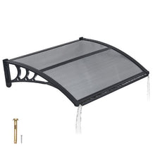 30 x 39 in Door Awning Canopy Polycarbonate Front Door Cover Rain & UV Protection (Smoky Gray)