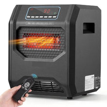 Infrared Heater 1500W Electric Space Heater 3 Heat Settings Remote 12H Timer Wheels (Black)