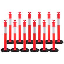 48" Traffic Delineator Posts with Weighted Base & Reflective Strips for Construction Site & Parking Lot Safety