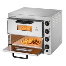 Commercial Countertop Pizza Oven 16" Double Deck Stainless Steel Electric Oven with Stone for Restaurant & Home Baking