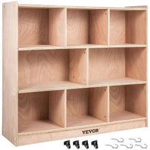 8-Compartment Cubby Mobile Storage Cabinet 3-Shelf Classroom Furniture Natura