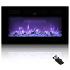 36-Inch Electric Fireplace, 1500W, Wall-Mounted & Recessed, Flat Style, with Remote Control