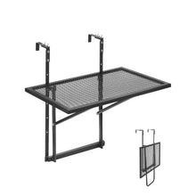 "19x24 Inch Folding Balcony Railing Table – Metal Outdoor Bar Table 5-Level Adjustable Fits 1" to 4.7" Railings
