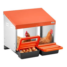 2-Compartment Chicken Nesting Box Wall-Mount Roll-Away Egg Laying Box Galvanized Steel & Plastic Easy Egg Collection for Chickens (Orange)