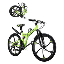 26-Inch Folding Mountain Bike Full Suspension 21-Speed Disc Brakes High Carbon Steel Frame