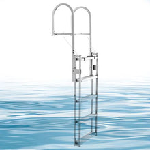 5-Step Retractable Dock Ladder 67–79" Adjustable Aluminum Pontoon Boat Swim Ladder 350 lb Capacity