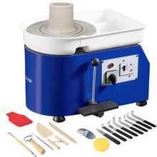 Pottery Wheel 350W 11" Clay Forming Machine 60-300 RPM Pedal Control (Blue)