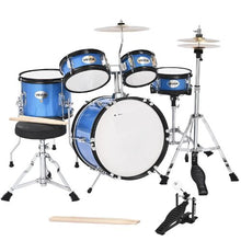 Kids Drum Set, 5-Piece 14" Junior Drum Kit with Throne, Cymbal & Drumsticks, Sky Blue
