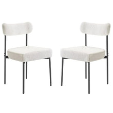 Boucle Dining Chairs with Curved Backrest and Black Metal Legs for Dining Table&Kitchen Table (Set of 2)