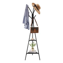 Freestanding Coat Rack Stand with 2 Shelves & 6 Hooks Modern Coat Tree for Entryway Bedroom & Living Room