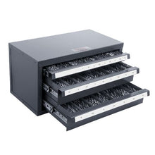 Drill Bit Dispenser Cabinet 3-Drawer Steel Organizer for 1-13mm Drill Bits Stackable with Labels