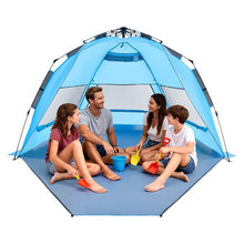4-Person Pop Up Beach Tent – UPF 50+ Portable Sun Shade Canopy with Carry Bag & Sand Pockets for Camping Fishing & Outdoor Picnic