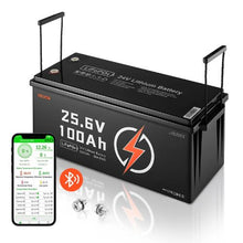 24V 100Ah LiFePO4 Battery Bluetooth 50A BMS 2560Wh Deep Cycle Low Temp Protection for RV Camper Trolling Motors Marine