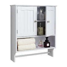 Bathroom Wall Cabinet 2 Doors Adjustable Shelf Over-the-Toilet (White)