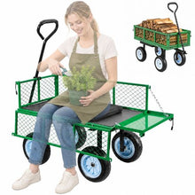 500 LBS Garden Cart with Seat Steel Rolling Stool with Wheels Tool Tray & Handle