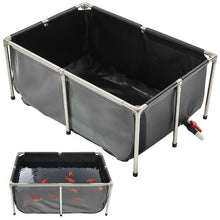 126.8-Gal PVC Koi Fish Pond with Viewing Panel Stainless Steel Frame & Drain Valve