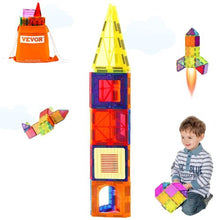 Magnetic Building Tiles 55PCS with Car Base & Digital Cards for Kids 4+