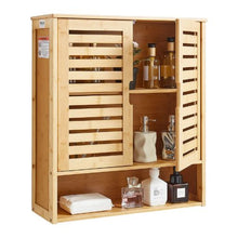 Bathroom Wall Cabinet 2 Doors Adjustable Shelf Over-the-Toilet Wall Mounted with Shelves & Open Partition