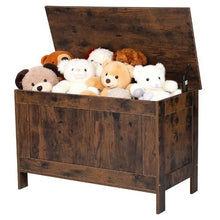 Kids Wooden Storage Bench with Safety Hinge (Brown)