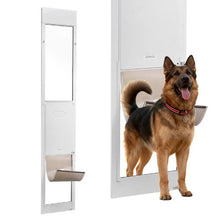 91 to 96 In Dog Door for Sliding Glass Door Adjustable Height  with Metal Rotating Hinges for Renters