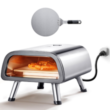 12" Electric Pizza Oven 850°F Stainless Steel Countertop Pizza Maker with Stone & Spatula