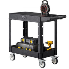 31.3 x 17.7-Inch Utility Cart 550 LBS Capacity 2-Tier Heavy-Duty Plastic Service Cart  360° Swivel Wheels