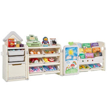 Kids Toy Storage Organizer with Bookshelf & Drawing Board