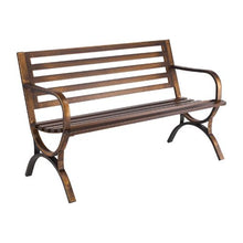 50-Inch Outdoor Bench Carbon Steel Frame with Slatted Backrest and Round Armrests – Weatherproof for Garden Park Yard Front Porch Antique Bronze