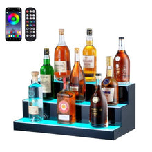 24" 3-Step Lighted Liquor Bottle Display Bar Shelf RF & App Control 24" 3-Step