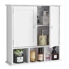 Bathroom Wall Cabinet 2 Doors Adjustable Shelf Over-the-Toilet White with Shelves & Open Partition