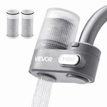 Faucet Mount Water Filter Vertical Carbon Fiber Purifier for Sink Tap Removes Chlorine & Lead, 3 Filters Gray