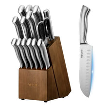 15-Piece Kitchen Knife Set with Block & Sharpener German High Carbon Stainless Steel Cutlery