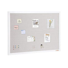 48"x36" White Cork Board with Linen Surface – Stylish Wall-Mounted Bulletin Board for Home School Office